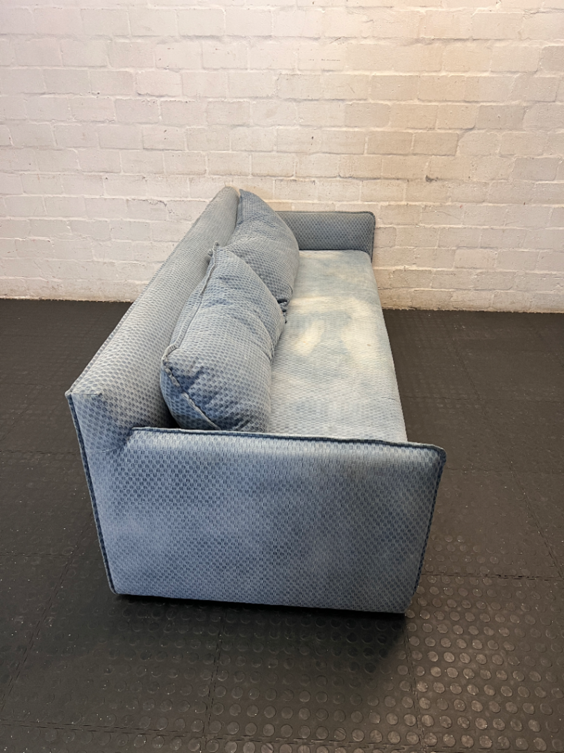 Blue Fabric 3-Seater Couch - Significant Staining on Seat - 2ndhandwarehouse.com
