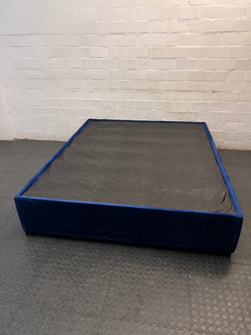 Blue Upholstered King Size Bed Base — Good Working Order