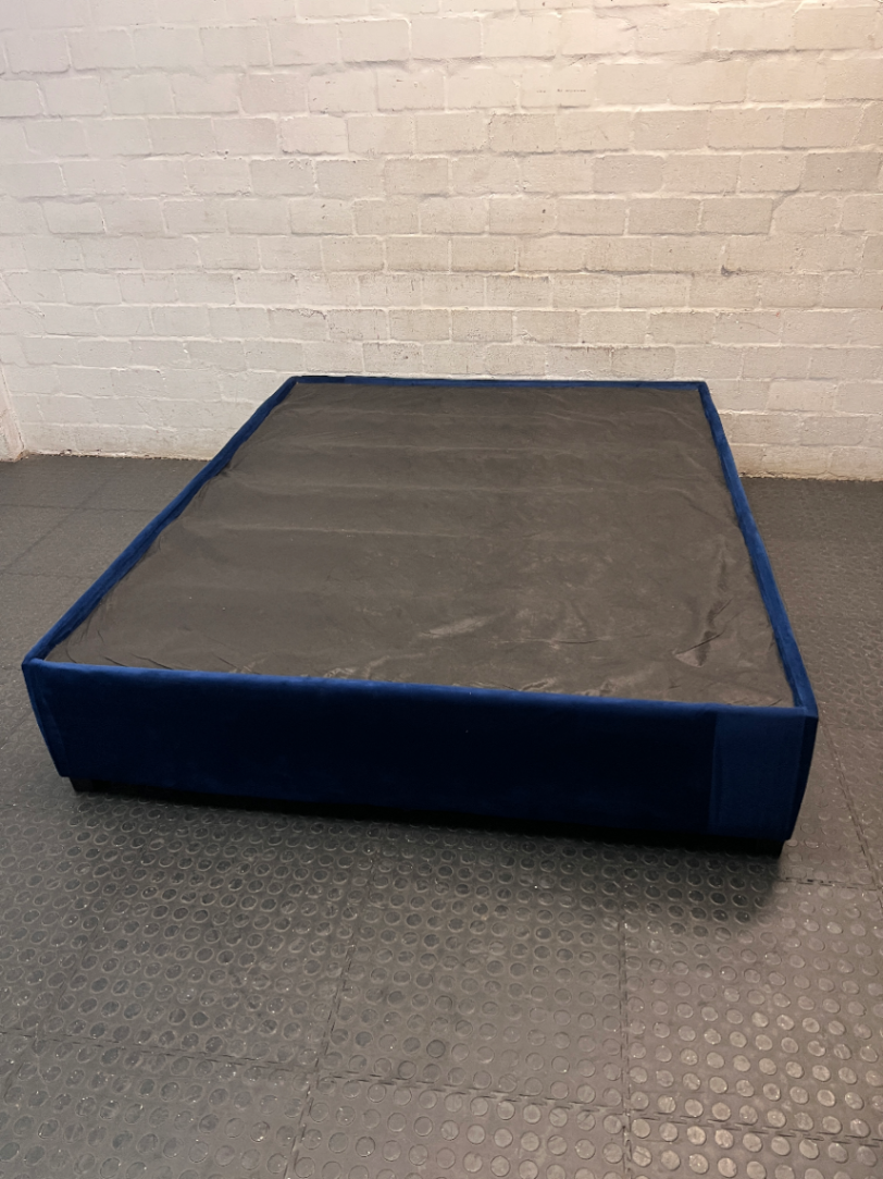 Blue Upholstered King Size Bed Base — Good Working Order