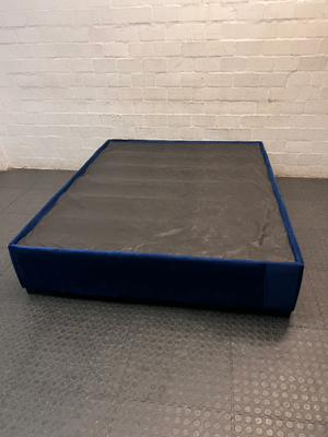 Blue Upholstered King Size Bed Base — Good Working Order