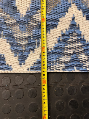 Blue & White Diamond Geometric Indoor/Outdoor Woven Rug - 2ndhandwarehouse.com