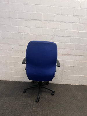 Blue and Black Highback Office Chair on Wheels