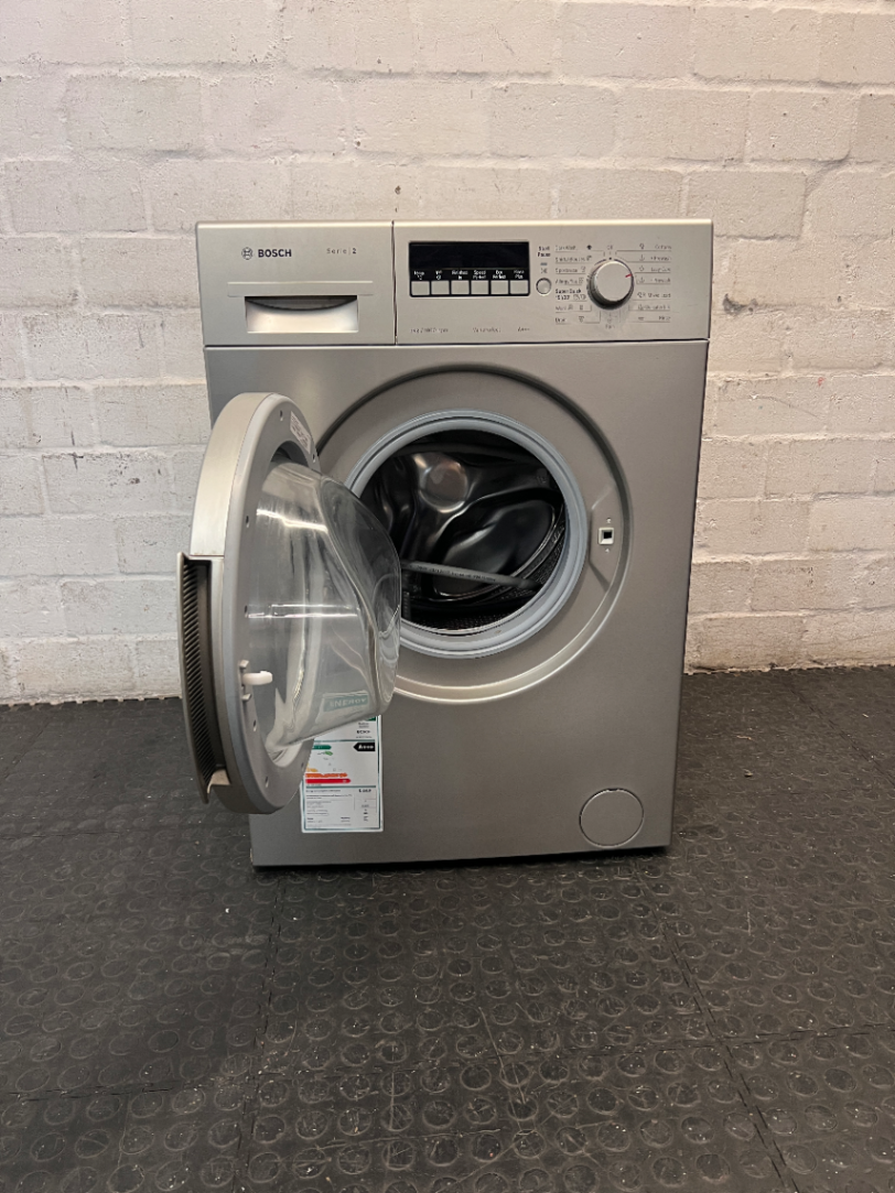 Bosch Serie 2 Front Loader Washing Machine in Silver — Working Well with Signs of Heavy Use