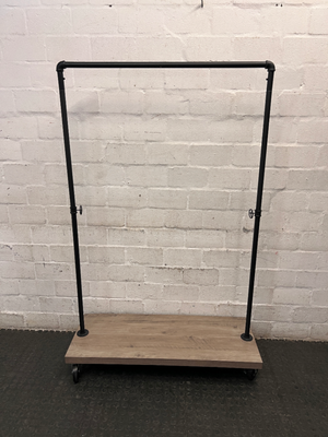Bragg Portland Rolling Clothing Rack with Wooden Base — Very Good Condition