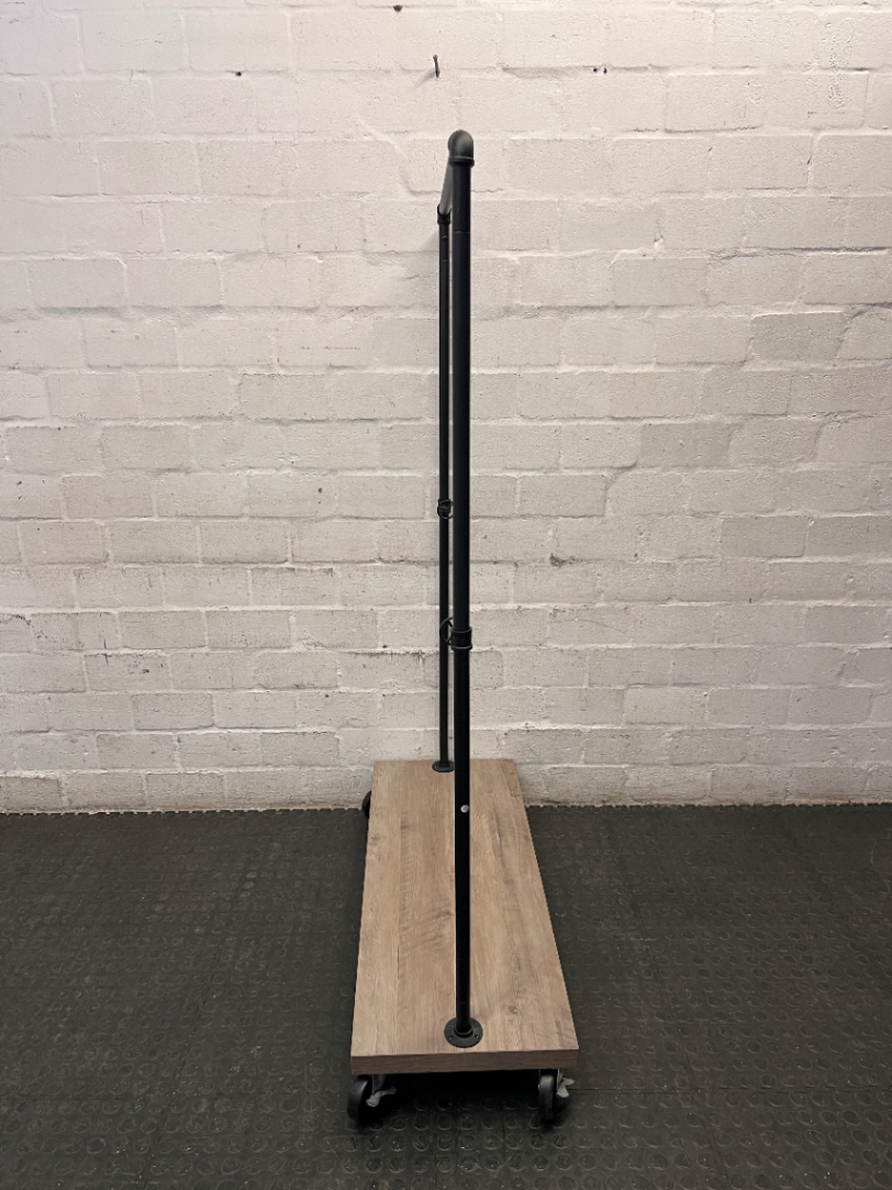 Bragg Portland Rolling Clothing Rack with Wooden Base — Very Good Condition