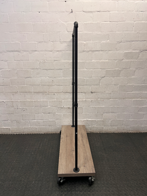 Bragg Portland Rolling Clothing Rack with Wooden Base — Very Good Condition