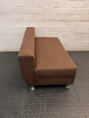 Brown Armless 2 Seater Couch with Metallic Legs — Good Condition with Minimal Wear