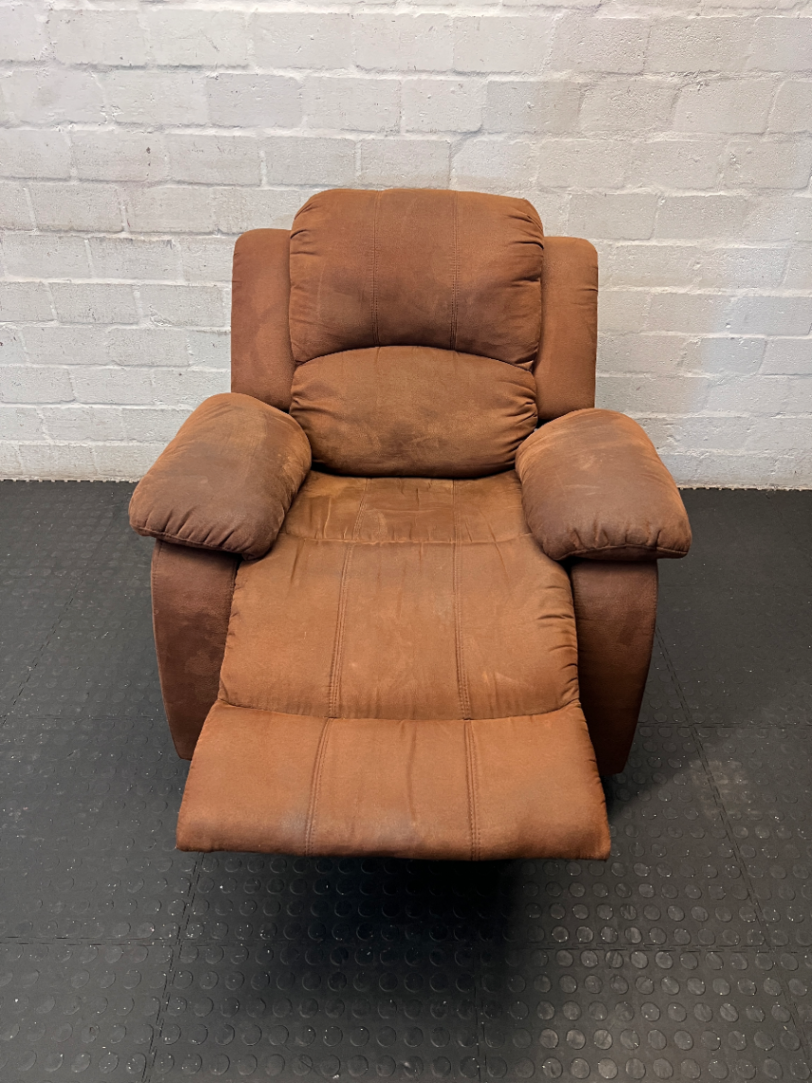 Brown Fabric 1 Seater Recliner Armchair - 2ndhandwarehouse.com
