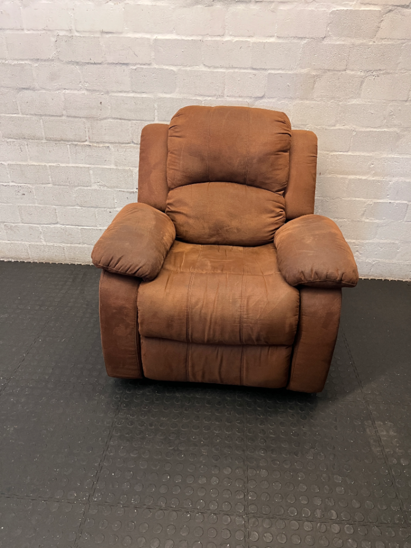 Brown Fabric 1 Seater Recliner Armchair - 2ndhandwarehouse.com