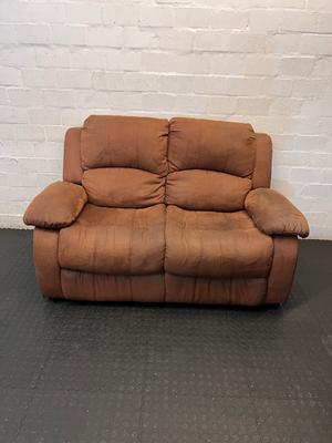 Brown Fabric 2 Seater Couch - Minor Marks on Arms - 2ndhandwarehouse.com