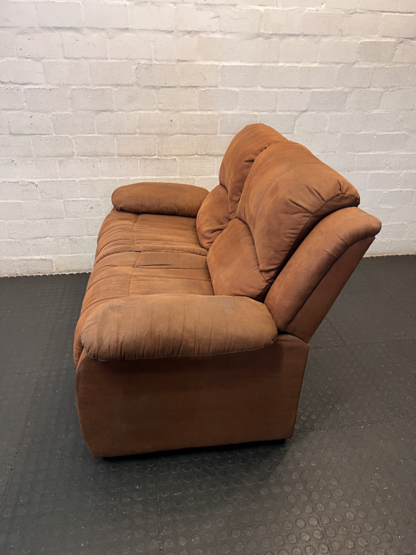 Brown Fabric 2 Seater Couch - Minor Marks on Arms - 2ndhandwarehouse.com