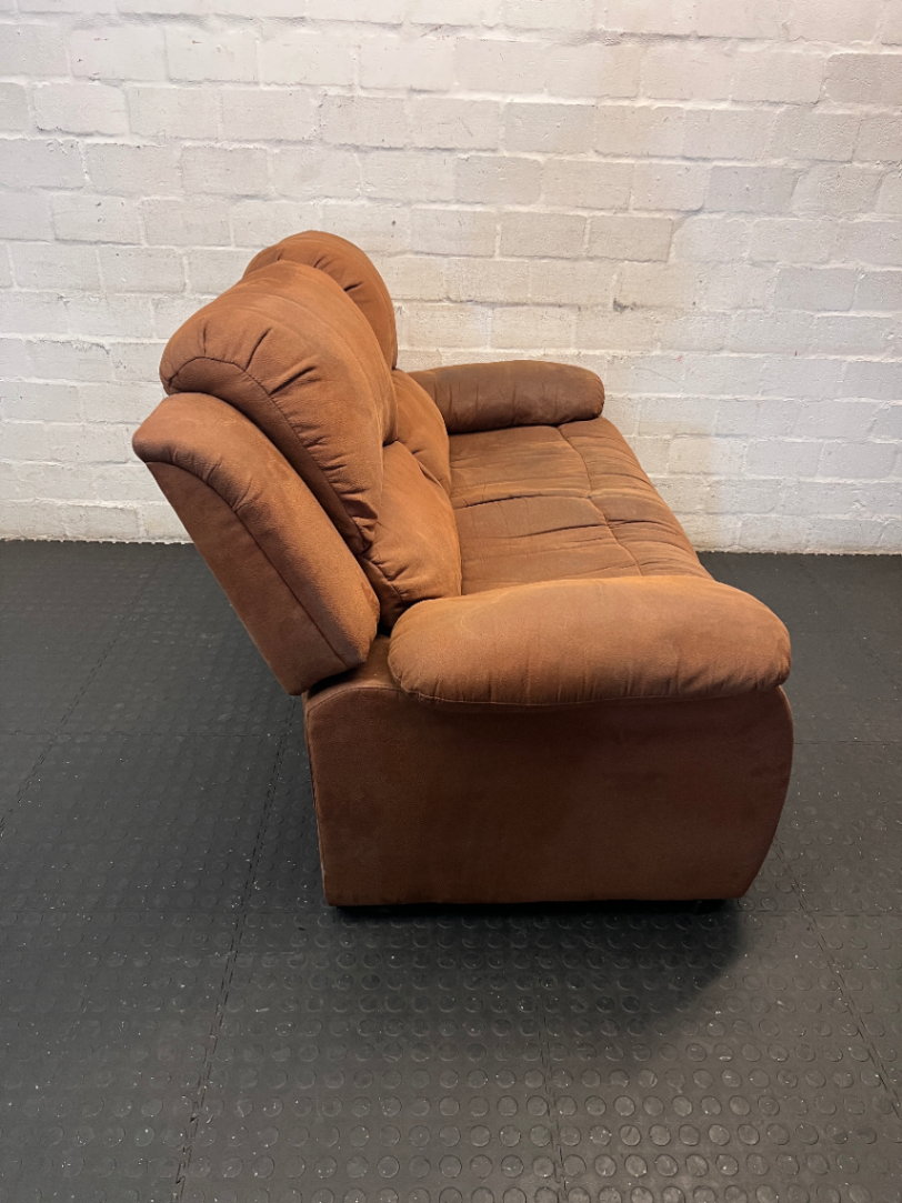 Brown Fabric 2 Seater Couch - Minor Marks on Arms - 2ndhandwarehouse.com