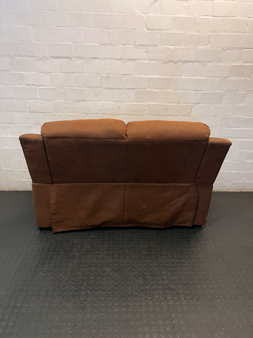Brown Fabric 2 Seater Couch - Minor Marks on Arms - 2ndhandwarehouse.com