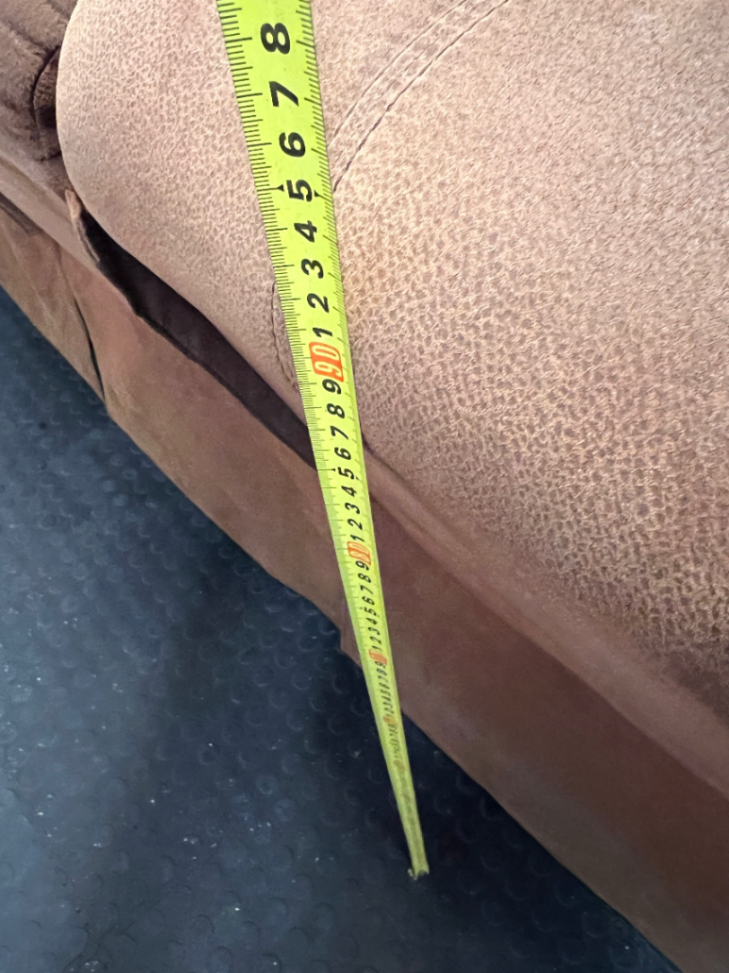 Brown Fabric 3 Seater Recliner - Damaged Springs on Ends - 2ndhandwarehouse.com