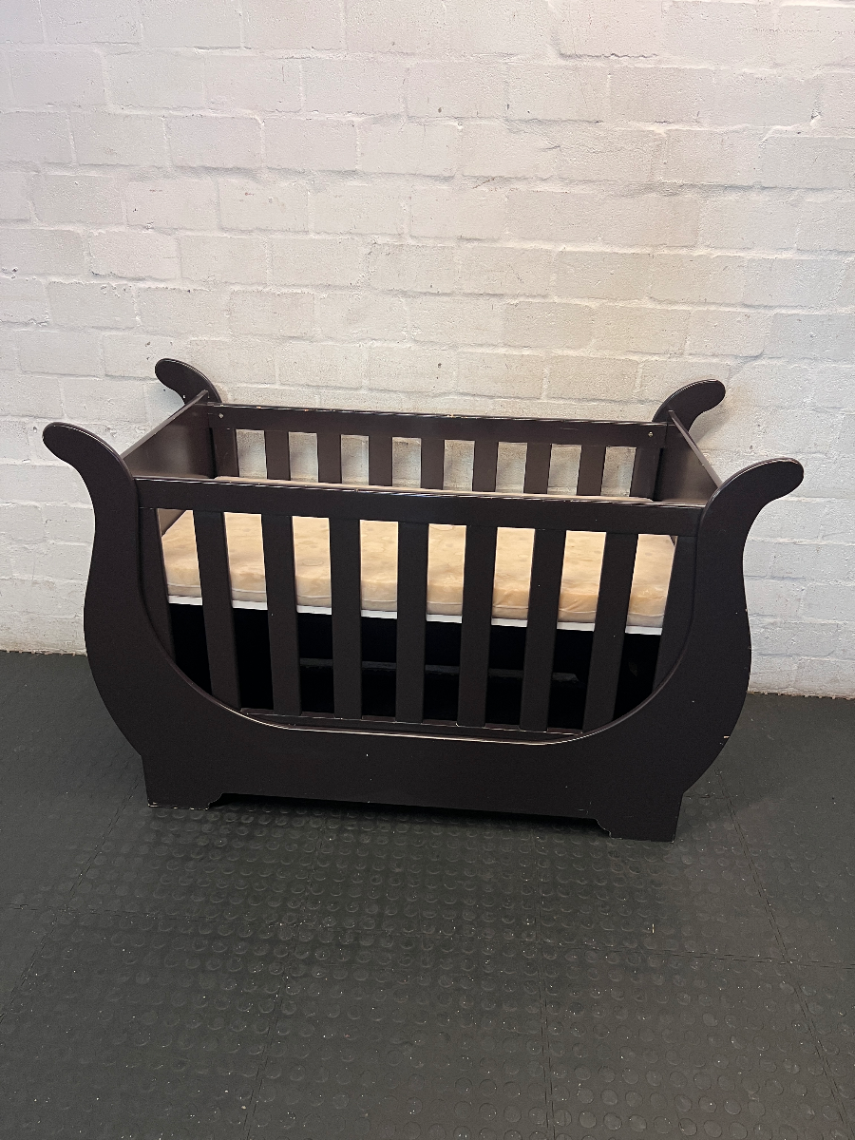 Brown Sleigh Cot - Pre-loved with Minor Scuffs - 2ndhandwarehouse.com