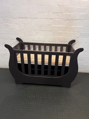 Brown Sleigh Cot - Pre-loved with Minor Scuffs - 2ndhandwarehouse.com