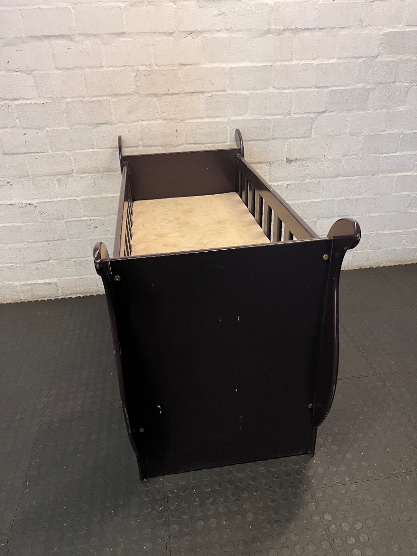 Brown Sleigh Cot - Pre-loved with Minor Scuffs - 2ndhandwarehouse.com