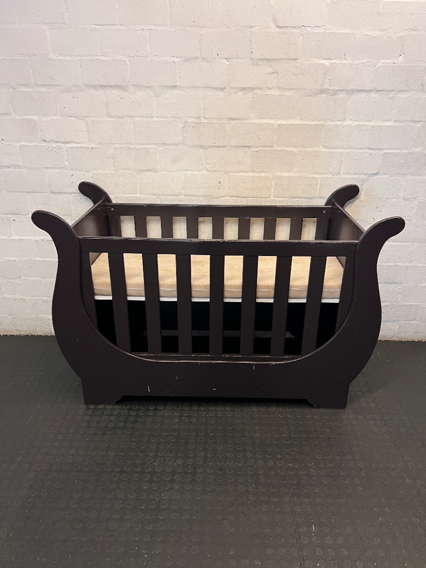 Brown Sleigh Cot - Pre-loved with Minor Scuffs - 2ndhandwarehouse.com