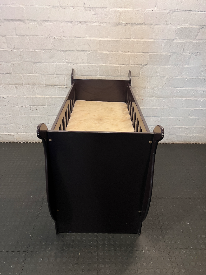 Brown Sleigh Cot - Pre-loved with Minor Scuffs - 2ndhandwarehouse.com