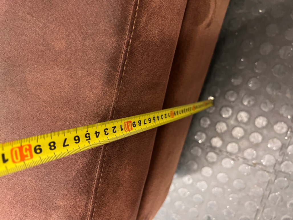 Brown Suede-Style Upholstered Ottoman — Good Condition with Mild Wear