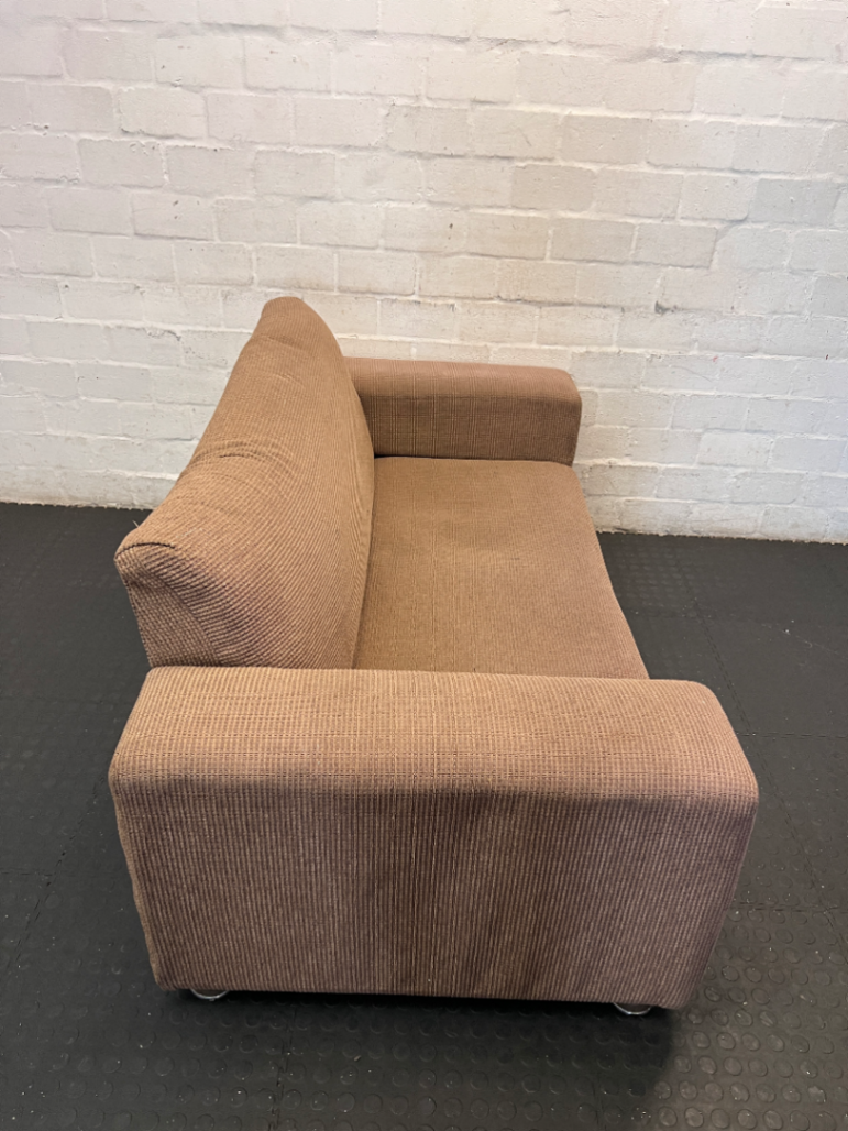 Brown Textured 2-Seater Couch - Fair Condition (Visible Wear) - 2ndhandwarehouse.com