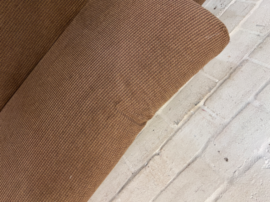 Brown Textured 2-Seater Couch - Fair Condition (Visible Wear) - 2ndhandwarehouse.com