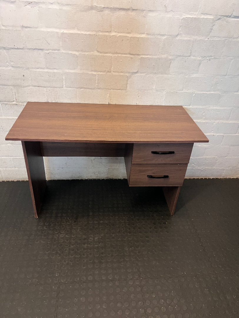 Brown Wood Two-Drawer Office Desk - Like New Condition - 2ndhandwarehouse.com