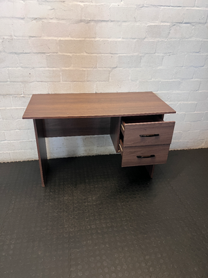 Brown Wood Two-Drawer Office Desk - Like New Condition - 2ndhandwarehouse.com