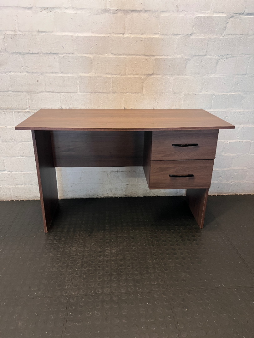 Brown Wood Two-Drawer Office Desk - Like New Condition - 2ndhandwarehouse.com