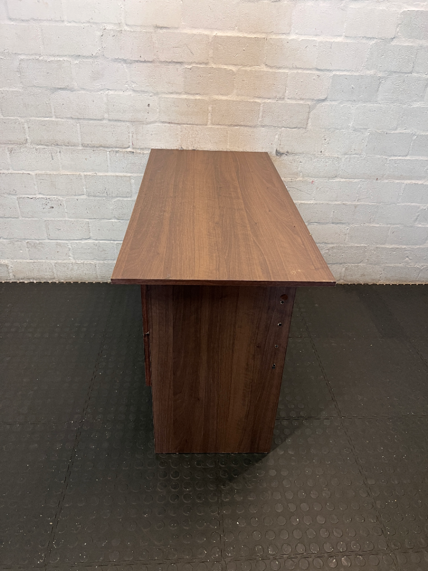 Brown Wood Two-Drawer Office Desk - Like New Condition - 2ndhandwarehouse.com