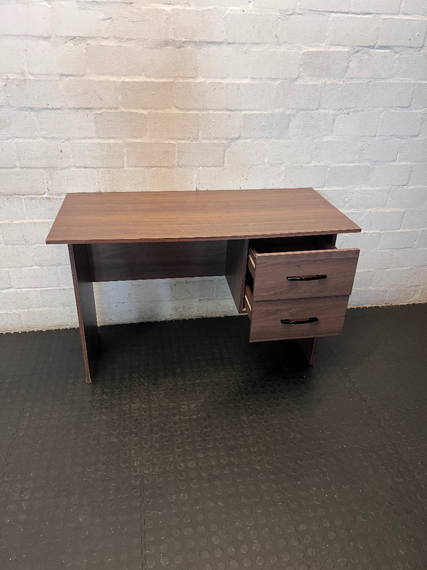 Brown Wood Two-Drawer Office Desk - Like New Condition - 2ndhandwarehouse.com