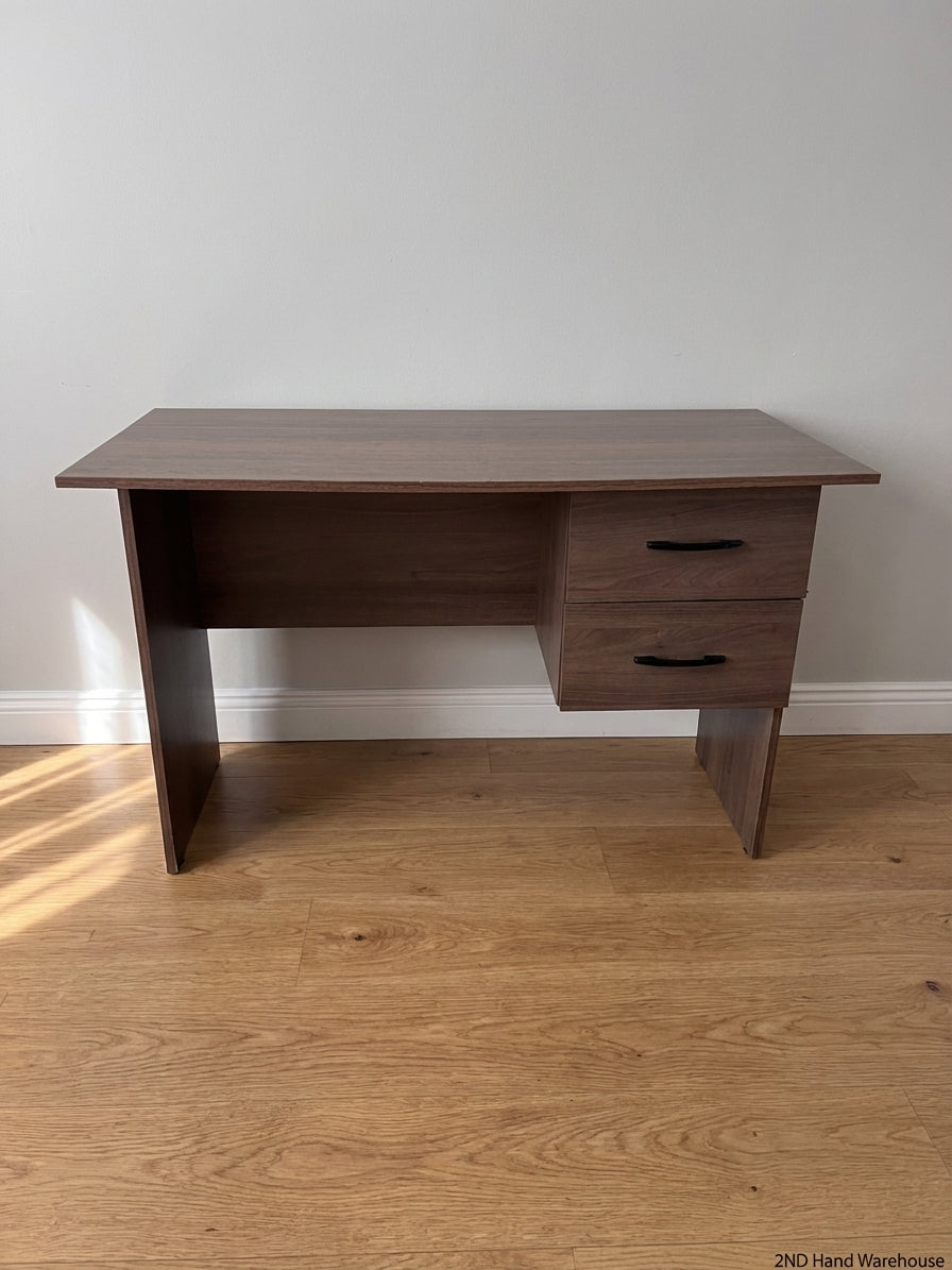 Brown Wood Two-Drawer Office Desk - Like New Condition - 2ndhandwarehouse.com