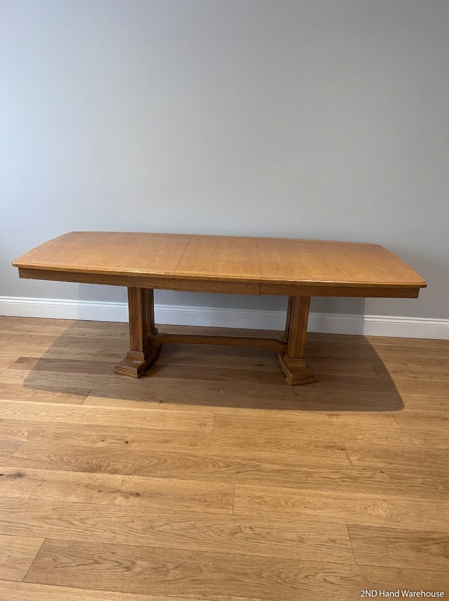 Browns Solid Wood Oak Finish Dining Table — Worn Surface and Finish