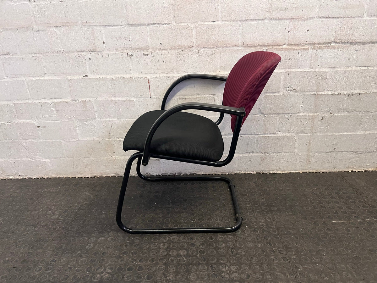 Burgandy and Black Visitors Armchair - PRICE DROP