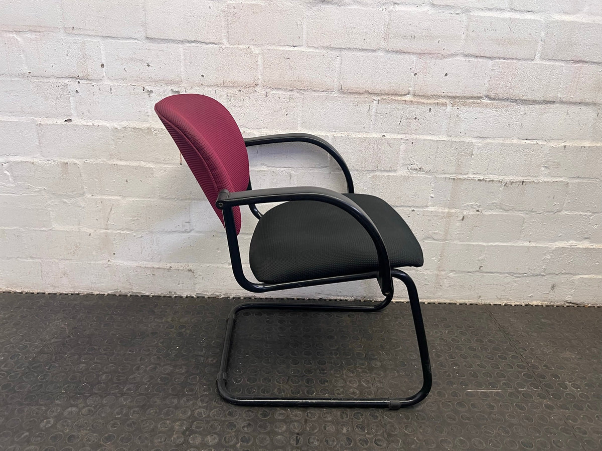 Burgandy and Black Visitors Armchair - PRICE DROP