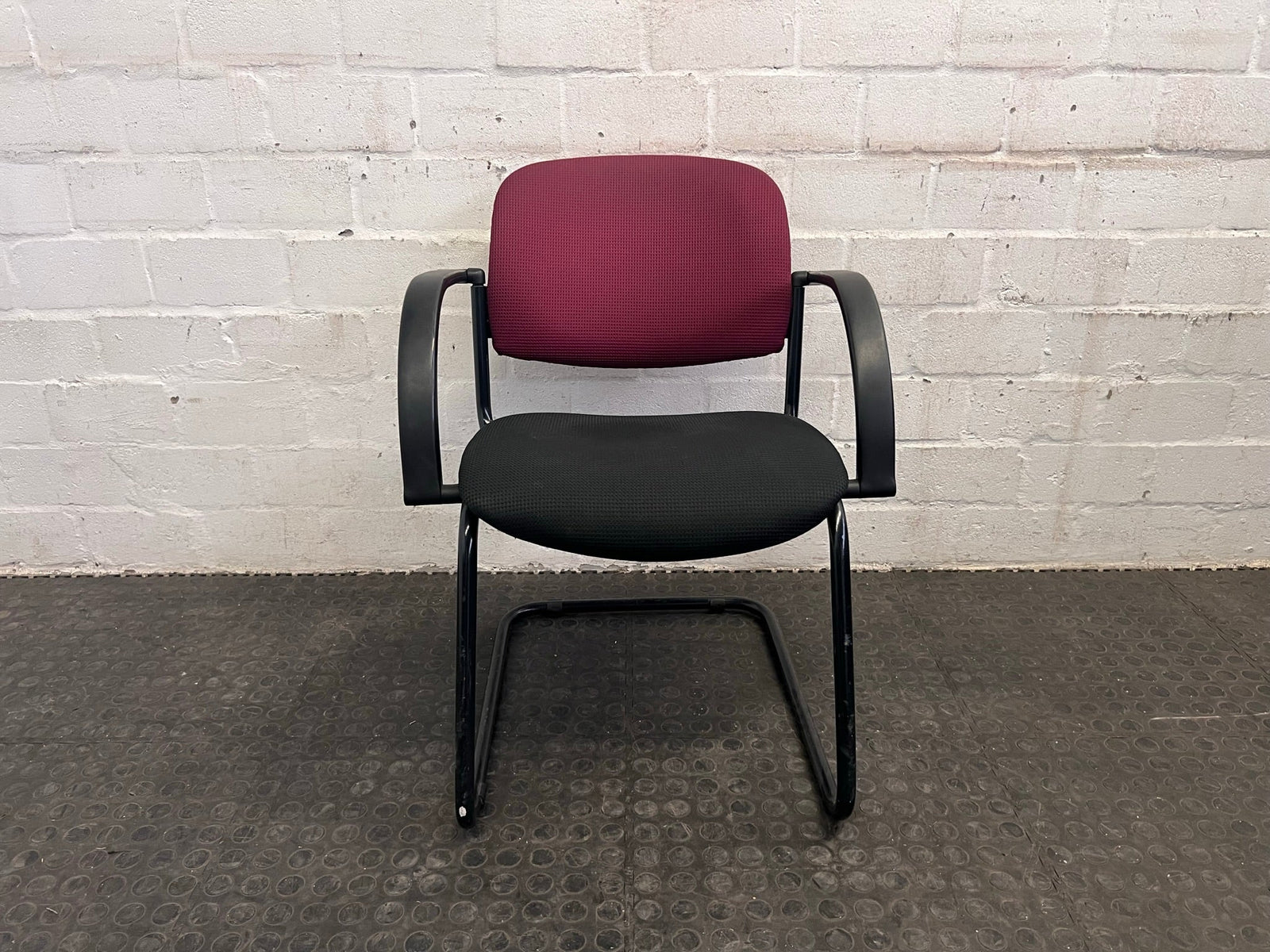 Burgandy and Black Visitors Armchair - PRICE DROP - 2ndhandwarehouse.com