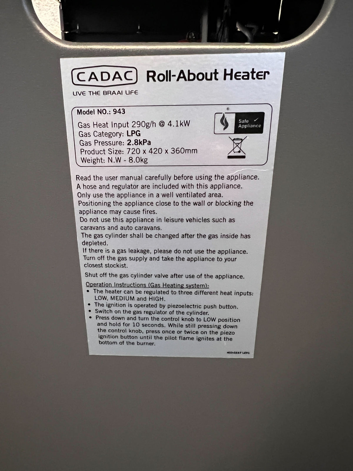 CADAC Portable Grey Gas Heater – Efficient & Compact