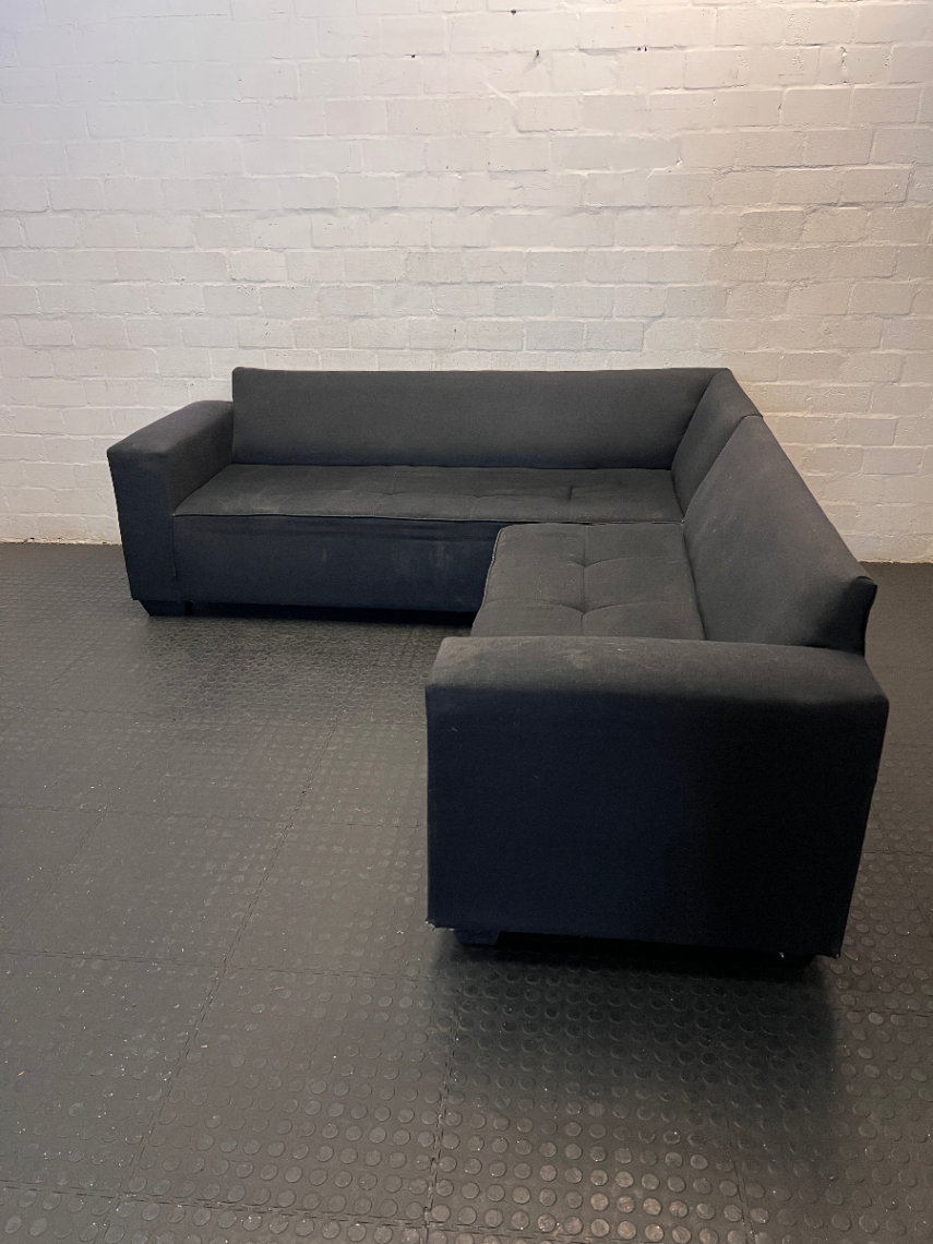 Charcoal Black L-Shape Couch - Fairly Used, Needs Cleaning - 2ndhandwarehouse.com