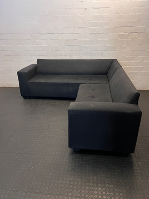 Charcoal Black L-Shape Couch - Fairly Used, Needs Cleaning - 2ndhandwarehouse.com