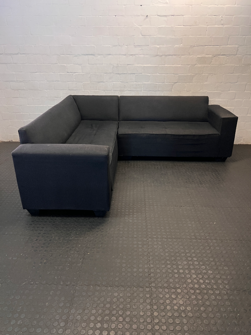 Charcoal Black L-Shape Couch - Fairly Used, Needs Cleaning - 2ndhandwarehouse.com