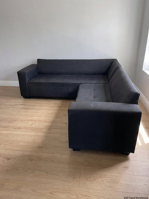 Charcoal Black L-Shape Couch - Fairly Used, Needs Cleaning - 2ndhandwarehouse.com