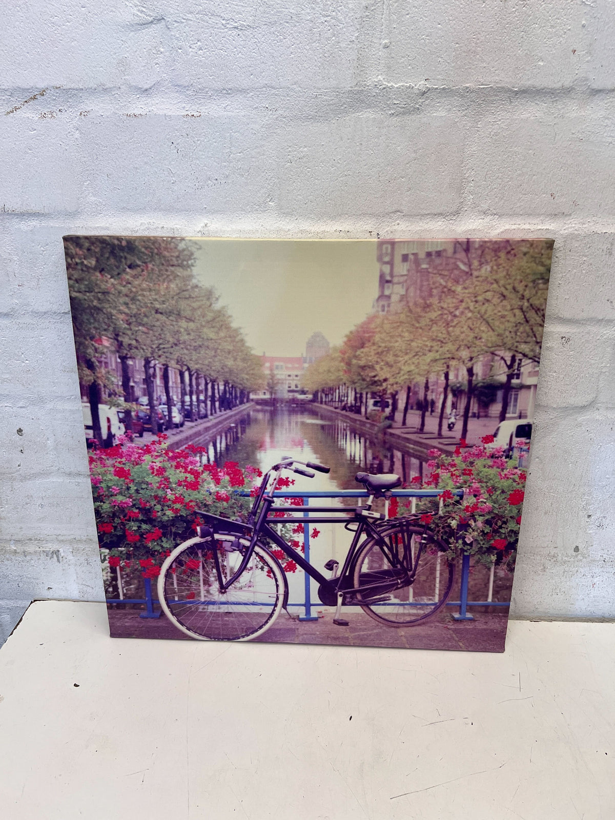 Charming Canal Bicycle Canvas Art - Vintage Cityscape Wall Decor - 2ndhandwarehouse.com