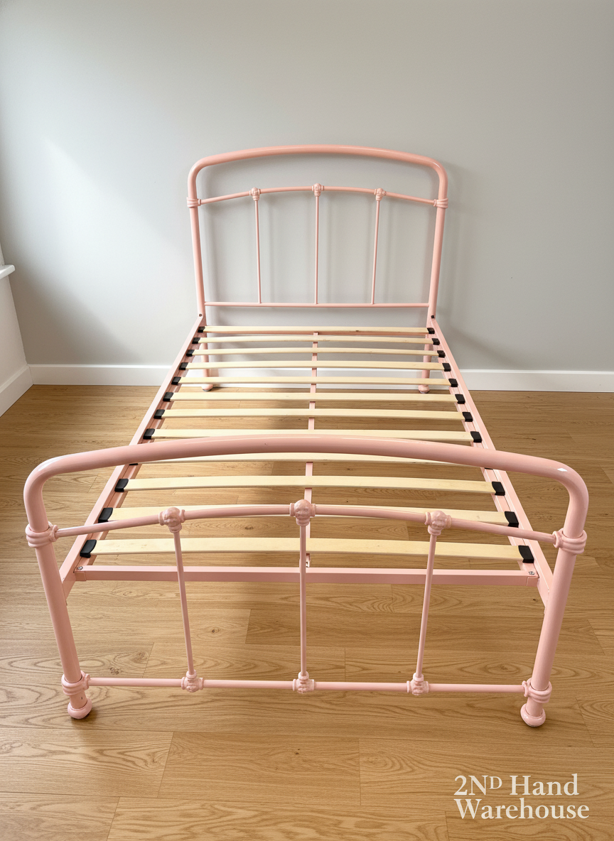 Charming Pink Metal 3/4 Bed Frame