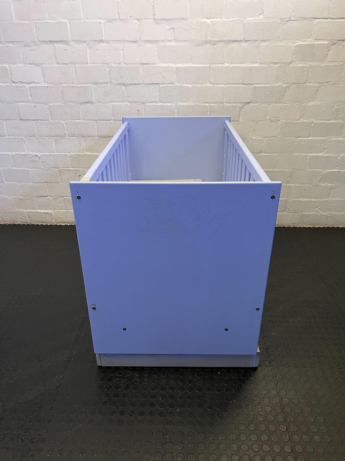 Charming Purple Baby Crib with Storage Drawers – Minor Scuffs