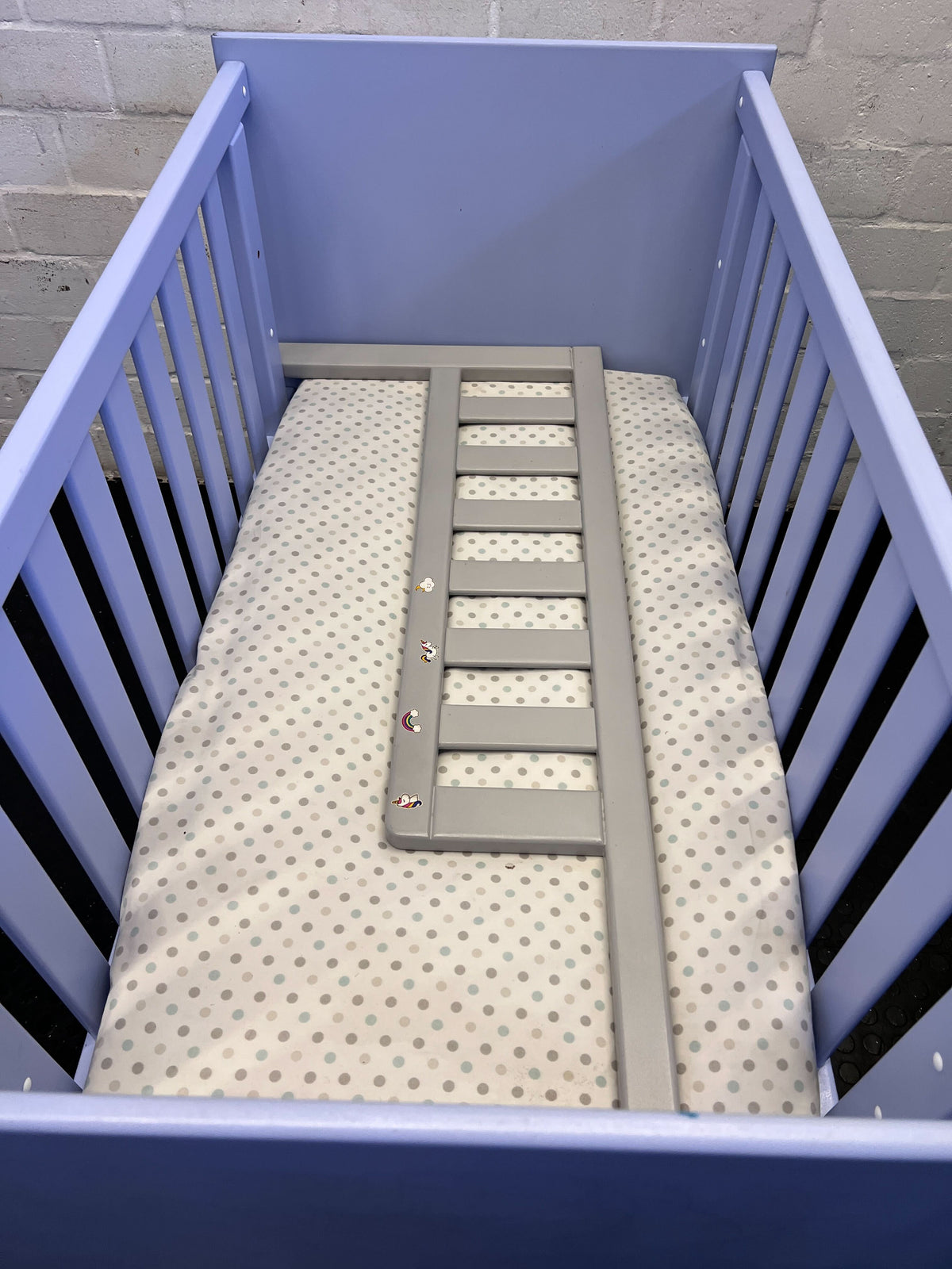 Charming Purple Baby Crib with Storage Drawers – Minor Scuffs