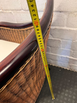 Charming Rattan & Wood Accent Armchair with Cushion - 2ndhandwarehouse.com