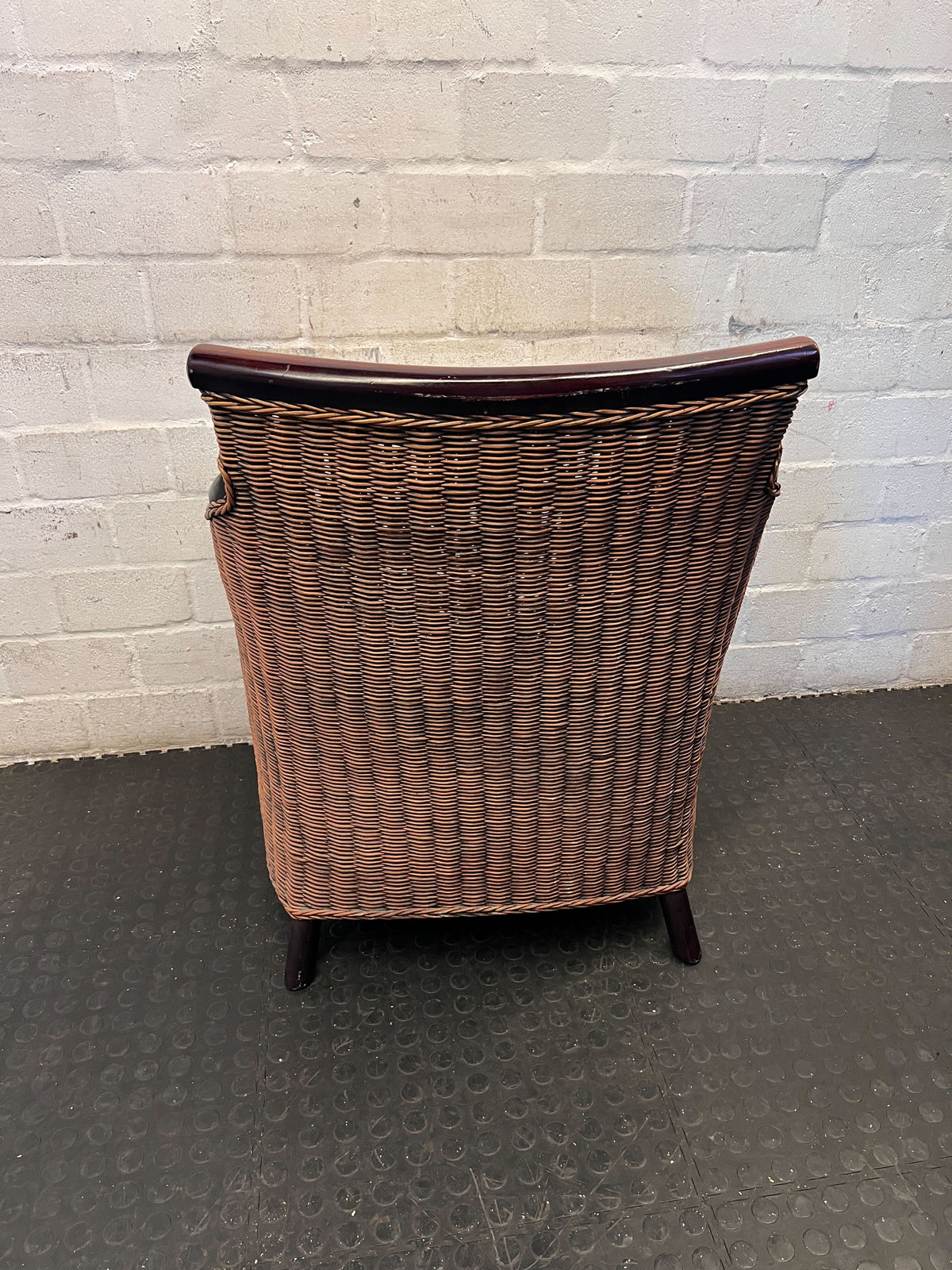 Charming Rattan & Wood Accent Armchair with Cushion - 2ndhandwarehouse.com