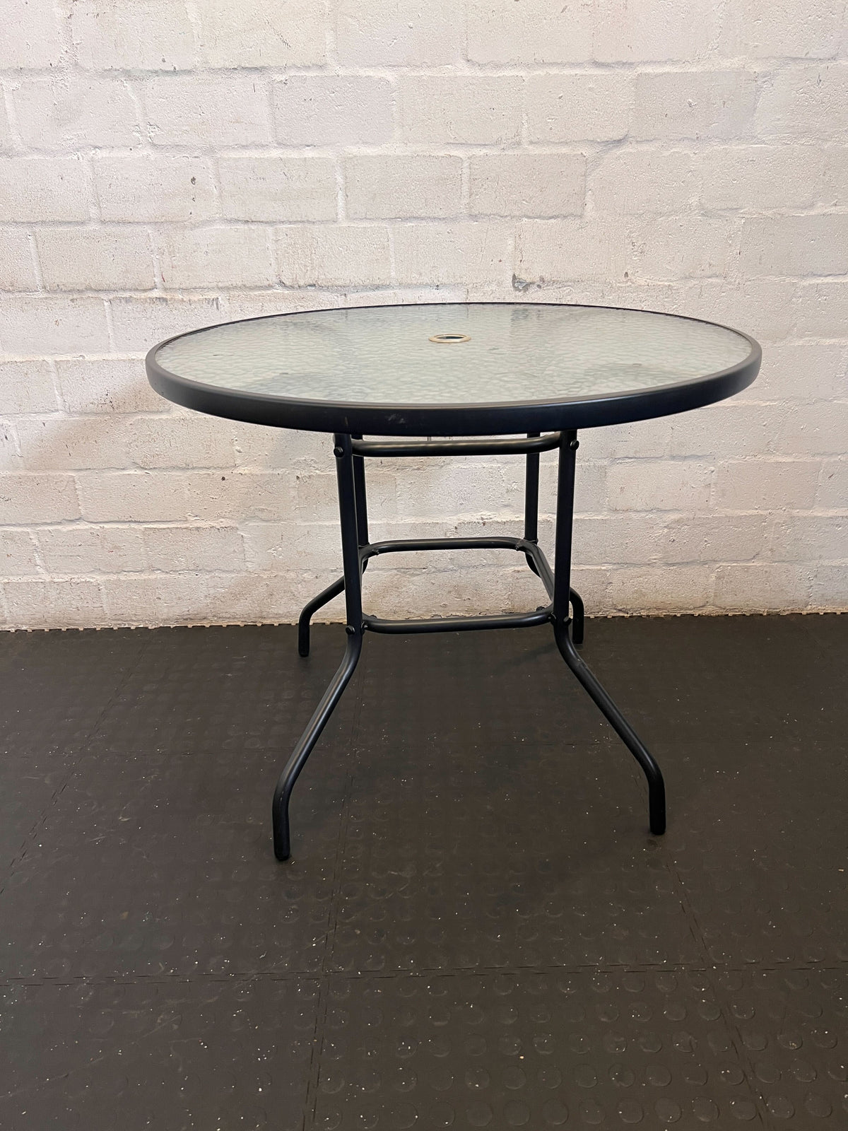 Charming Round Glass Top Outdoor Table