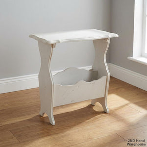 Charming Shabby Chic Side Table with Magazine Rack - 2ndhandwarehouse.com