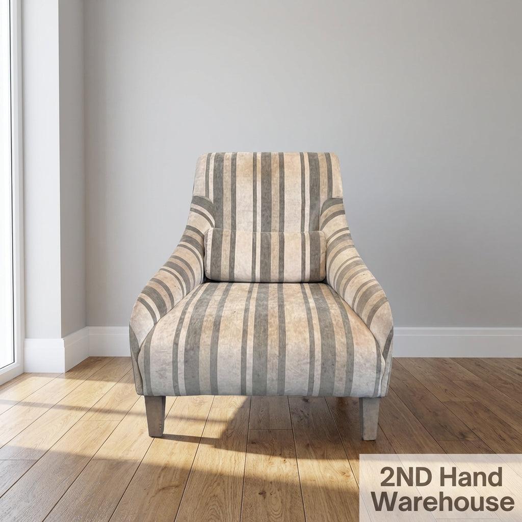 Charming Striped Armchair with Lumbar Cushion